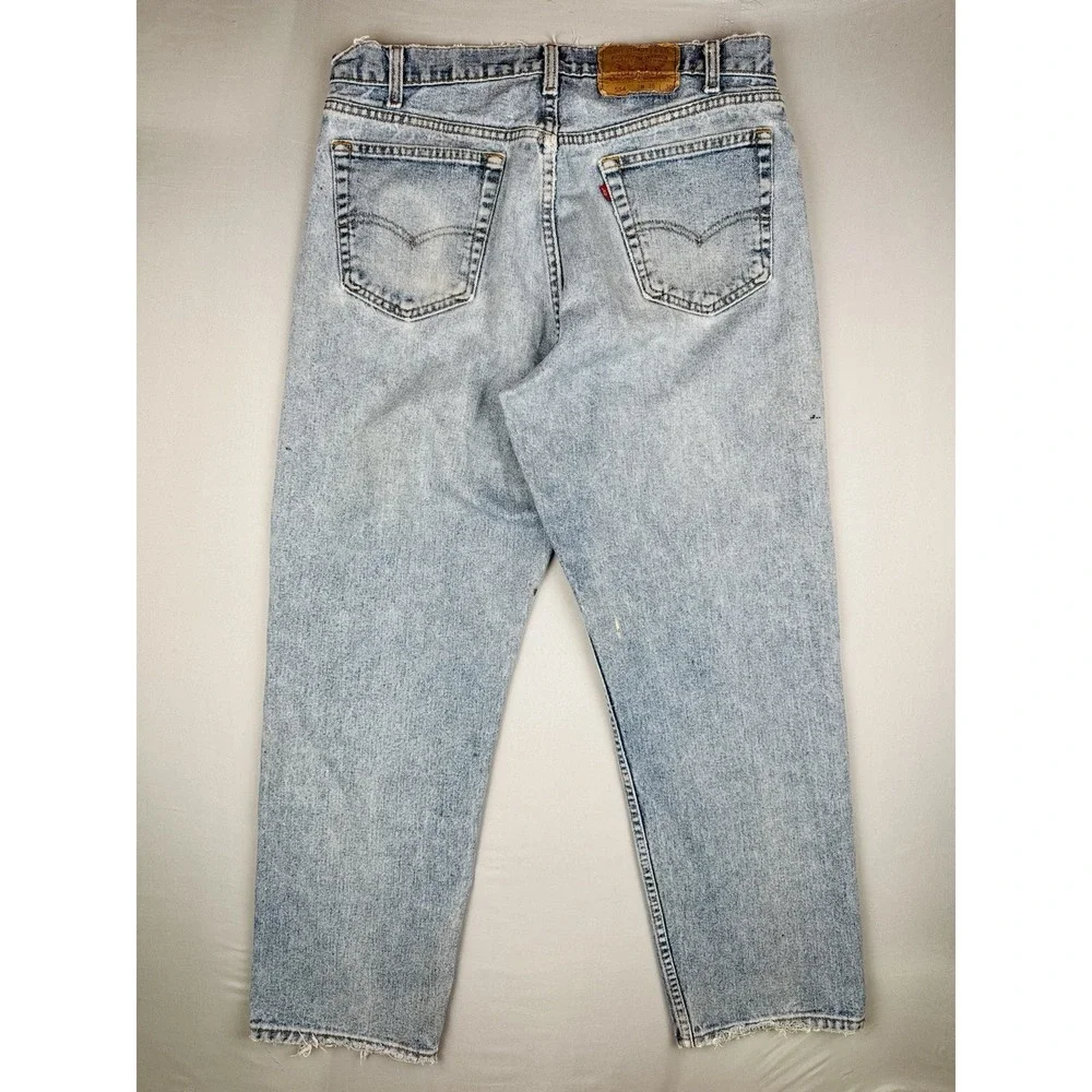 Vintage 90s Levi's 554 Jeans 35x30 USA Made Distressed Paint Workwear Denim